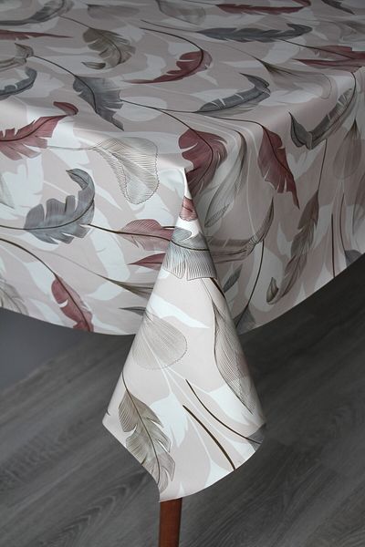 DDHOME Erasable Fiber Pvc Oilcloth Table Cloth 1254-2 Featherleaf