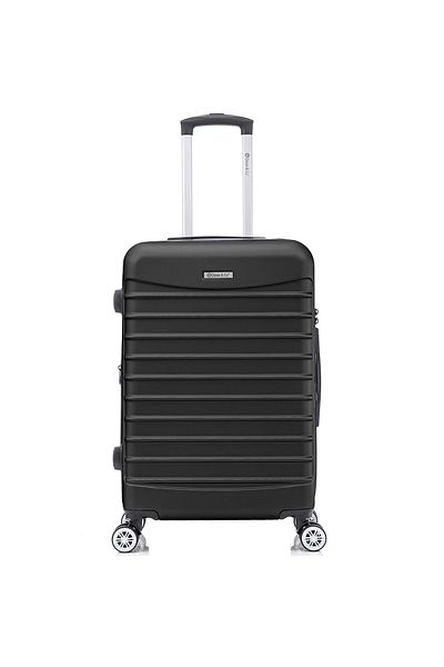 Quasar & Co. Troler Mediu Extensibil, Troller Line,66x41x26-31cm,bagaj De Cala,geamantan 4 Roti,cifru,abs, Negru