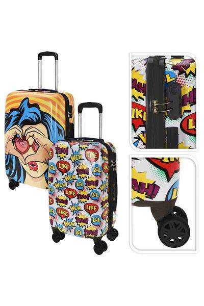Excellent Houseware Valistă de călătorie pe roți set de 2 motive pop art