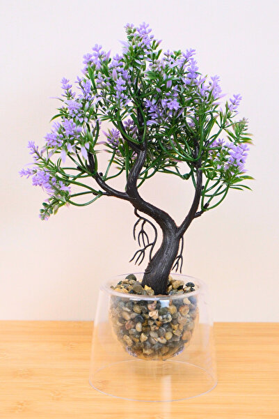 Digithome Dekoratif Çift Cıdar Saksılı Yapay Lavanta Çiçeği Lila 25cm EVA-5855 C1-1-423