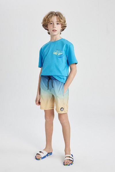 DeFacto Tricou cu mânecă scurtă imprimat cu decolteu turn pentru băiat C3316A824SM