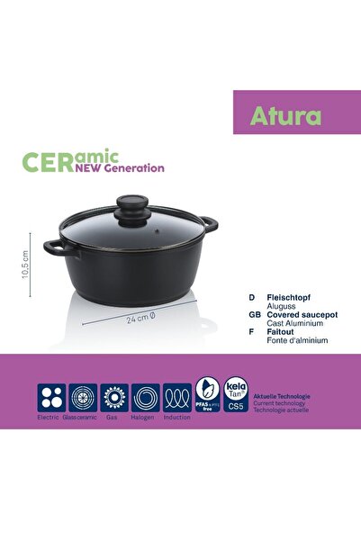 KELA Keck Lang Casserole with ceramic surface and lid ATURA 24 cm 3.2 l