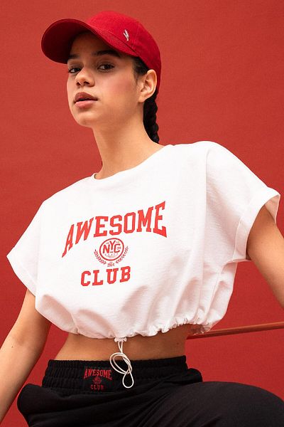 DeFacto Fit Crop Crew T-shirt με κοντό μανίκι με στάμπα B8967ax24sm