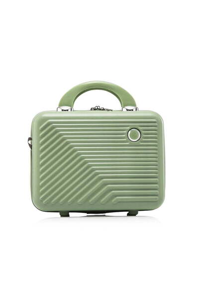 Quasar & Co. Set Troler Cabina Cu Geanta Cosmetice, troller Meta, bagaj de mana, 55x39x23cm, cifru,4 Roti, Verde