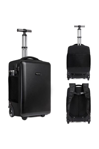Quasar & Co. Trolley Backpack, Condor Model, Wheeled Backpack, Laptop Carry-on, Abs/Oxford, Black