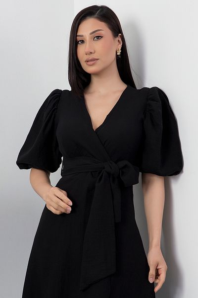 PULLIMM Φόρεμα με διπλό γιακά με δέσιμο λινό NY4558