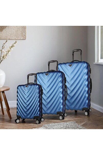 My Valice Lotus Abs Kabin Orta Ve Büyük Boy Lacivert 3'lü Valiz Seti