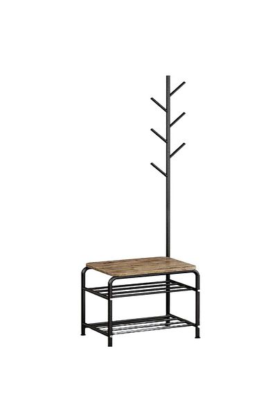 Quasar & Co. Cuier Quasar & Co.®, cu bancuta si raft incaltaminte, mobila hol, 54x35x170,5 cm, lemn/metal, negru