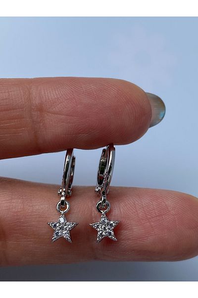 kurukafagift Star Stone Silver Color Mini Double Earrings
