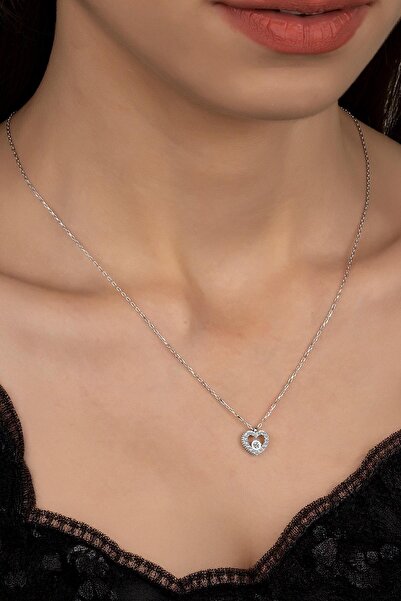 Swarovski Union Zirconia Kadın Kalp Montür Gümüş Kolye