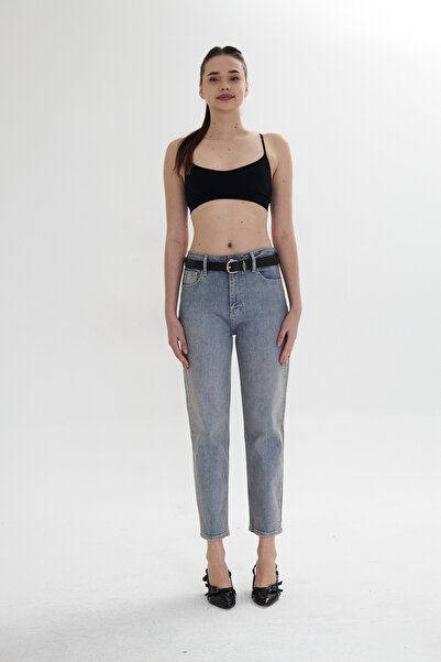 cracpot Kadın Yüksek Bel Esnek Tint Yıkamalı Rahat Kalıp Mom  Jean Pantolon