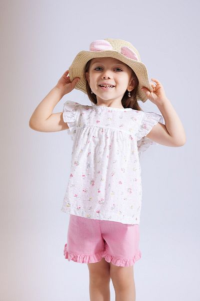 DeFacto Floral Print Short Sleeve Blouse and Shorts for Baby Girls - C4029a524sm