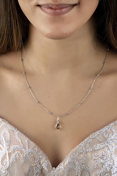 Swarovski Union Crystal Kadın Metal Drop Gümüş Kolye