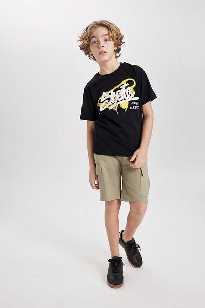DeFacto Boy's Crew Neck Printed Short Sleeve T-Shirt C3300a824sm
