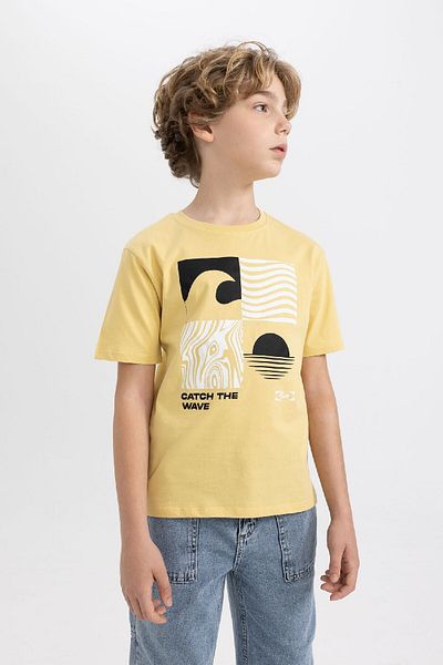 DeFacto Boy's Crew Neck Printed Short Sleeve T-Shirt C3308A824SM