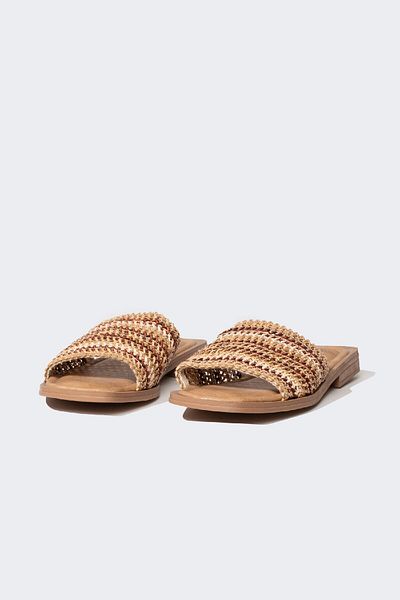 DeFacto Women's Flat Sole Single Strap Straw Look Slippers C3723Ax24Hs