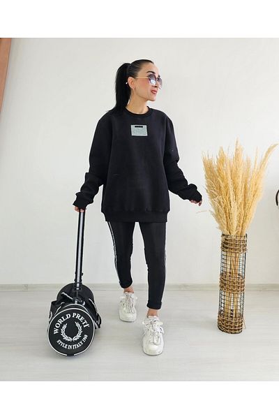 6 butik altı üstü butik Glitter Detail 3 Thread Sweatshirt
