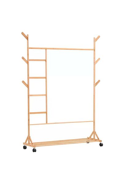 Quasar & Co. Hallway Hanger, ®, With Wheels, Suitable for Clothing/Shoes, Bamboo, 100x35x155 Cm, ​​Natural