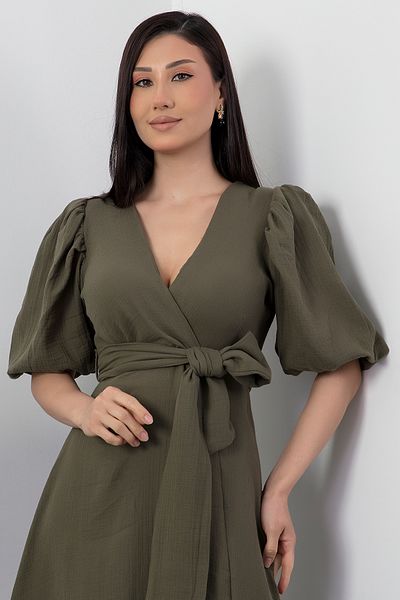 PULLIMM Rochie de in cu guler dublu cu cravată NY4558