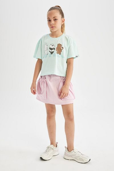 DeFacto We Bare Bears Girl's T-shirt - Crew Neck, Short Sleeve C2630A824SM