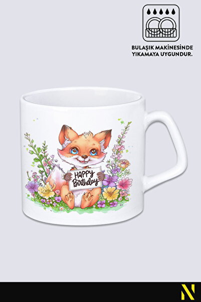 nilizma Happy Birthday Cute Fox Mug Cup Mug 225 ml