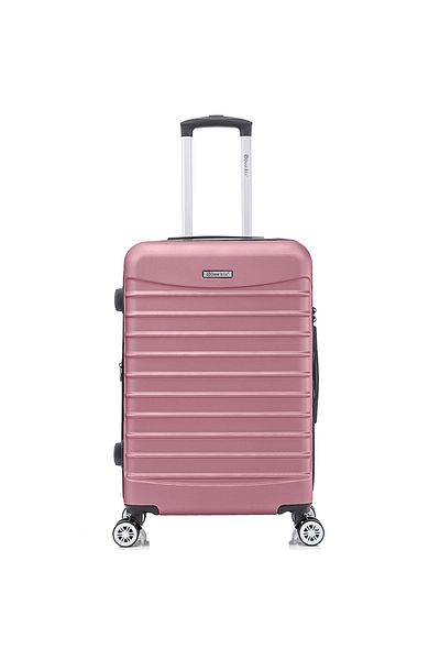 Quasar & Co. Troler Mediu Extensibil,troller Line,66x41x26-31cm,bagaj De Cala,geamantan 4 Roti,cifru,roz Pudrat