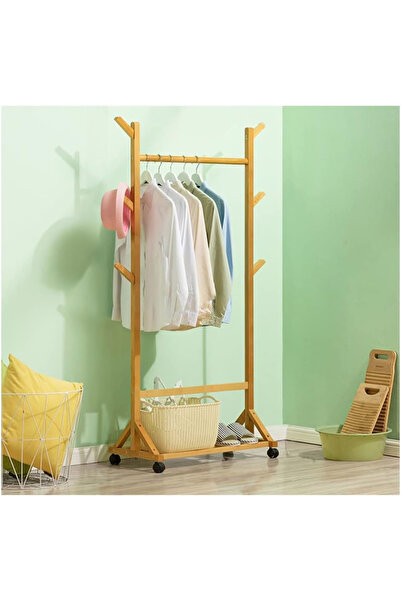 Quasar & Co. Cuier Hol, Cu Roti, Pretabil Imbracaminte/incaltaminte, Bambus, 80x35x155 Cm, Natur