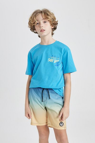 DeFacto Tricou cu mânecă scurtă imprimat cu decolteu turn pentru băiat C3316A824SM