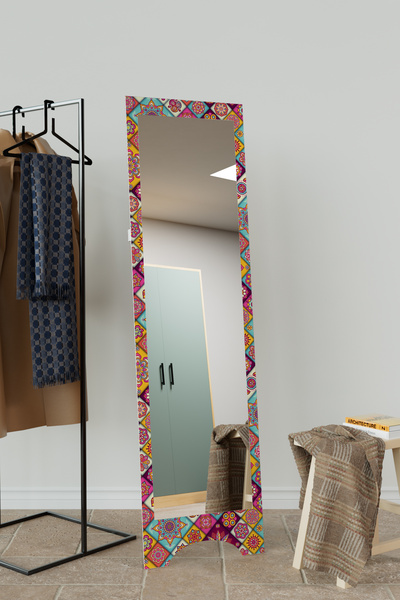 Hediyeler Kapında Pink Ethnic Aynora Model Dekoratif  Ayaklı Boy Aynası 145x4...