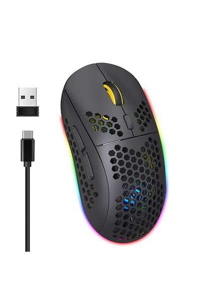 FlashHawk Wireless Bluetooth Gaming Mouse Rgb Lighting Mouse with 4 Adjustable DPI for Desktop Laptop Black