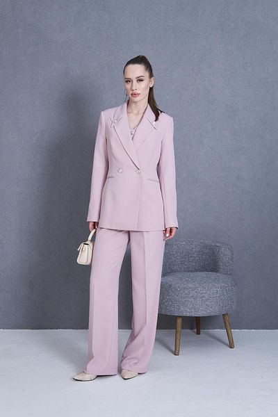 LOVELF 3 Piece Set with Button Detail on Collar, Light Rose