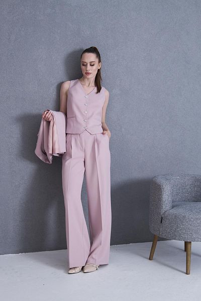LOVELF 3 Piece Set with Button Detail on Collar, Light Rose