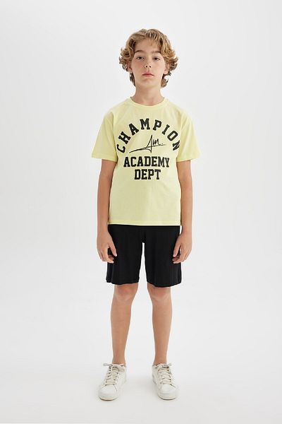 DeFacto Boy's 2-Piece Suit Crew Neck Printed Short Sleeve T-Shirt Shorts C2184A824Hs