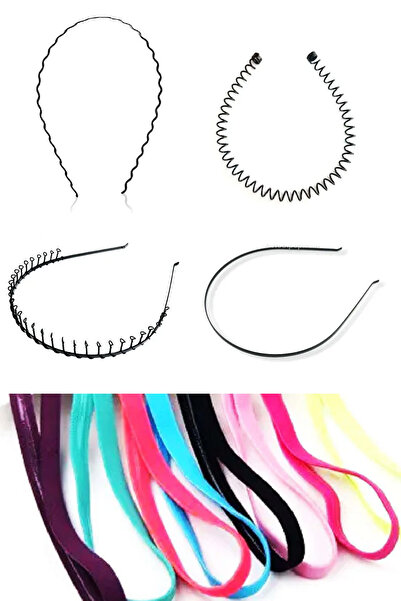 indirimsepeti Taç Yayı Taraklı Taç Saç Tel 6 lı Renkli Sporcu Saç Bandı Zigza...