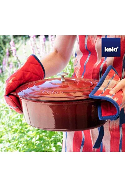 KELA Keck Lang Cast iron baking tray with lid CALIDO 35 x 28.5 cm red