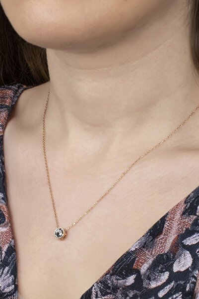 Swarovski Union Crystal Kadın Pırlanta Montür Rose Gümüş Kolye