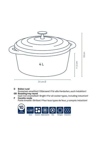 KELA Keck Lang Cast iron baking tray with lid CALIDO 24 cm red