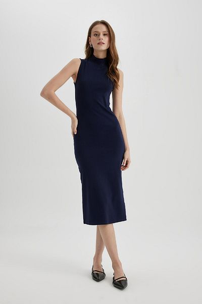 DeFacto Bodycon fél garbó nyakú prémium ujjatlan midi estélyi ruha C2987ax24sp