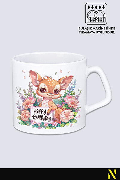 nilizma Happy Birthday Cute Deer Mug Cup Mug 225 ml