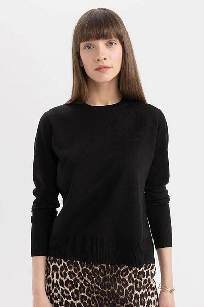 DeFacto Pulover de tricotaj cu textura moale cu decolteu - Regular Fit C0058ax24wn