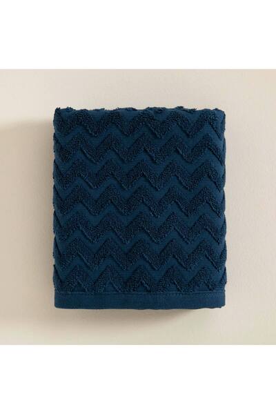 Chakra Zigzag El Havlusu 30x40 cm Beyaz/Marin Mavi