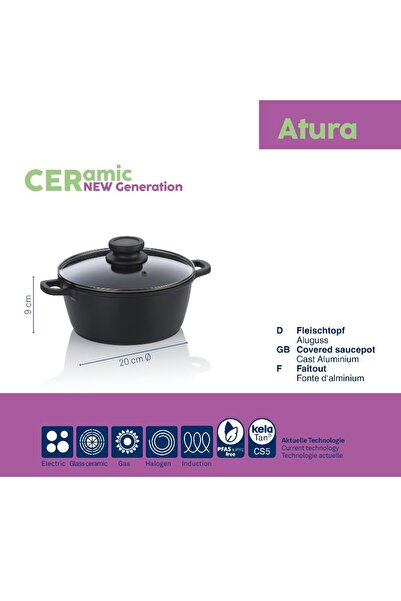 KELA Keck Lang Casserole with ceramic surface and lid ATURA 20 cm 1.7 l