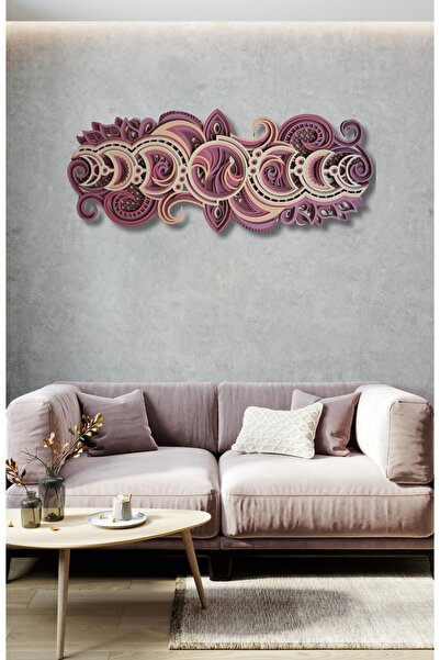 Aluradeco Ay'ın Evreleri Çok Katmanlı El İşçiliği ile Boyanmış Ahşap Duvar De...