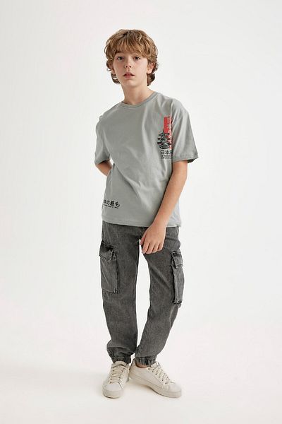 DeFacto Tricou cu mânecă scurtă imprimat cu mânecă scurtă, cu croiala largă, pentru băiat C3168a824sm