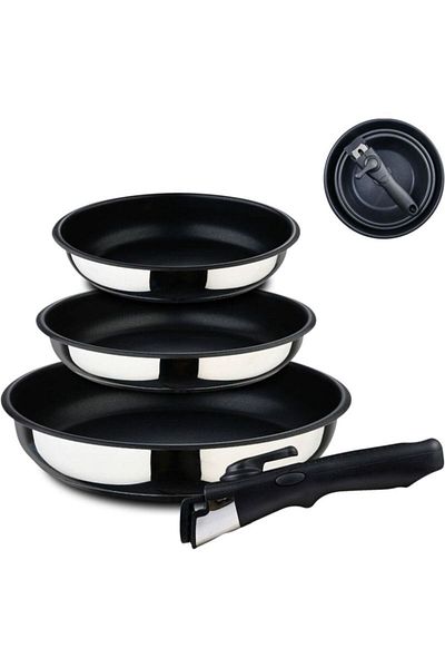 Bergner Click&Cook 3-piece non-stick stainless steel pan set 18, 20, 24 cm