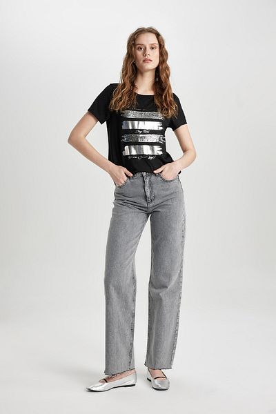 DeFacto Regular Fit Crew Neck Printed Short Sleeve T-Shirt C4057ax24sp