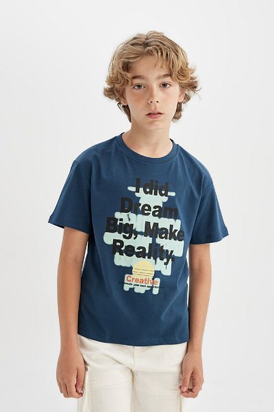 DeFacto Boy's Crew Neck Printed Short Sleeve T-shirt C4660a824sm