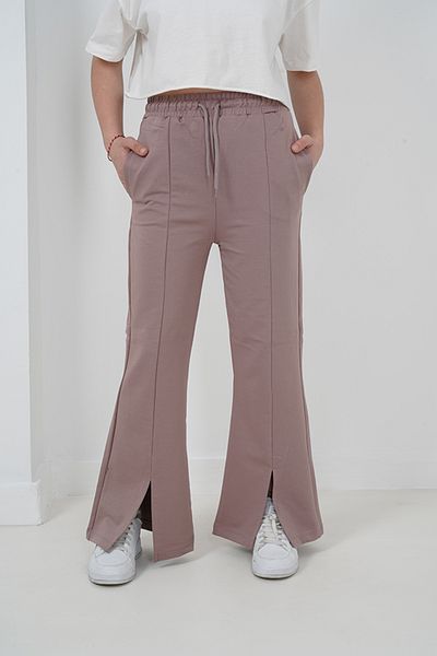 HayKids Girl's Two Thread Fabric Striped Slit Long Jogger Pants