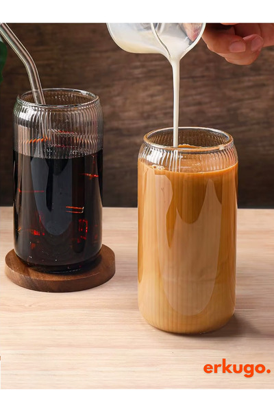 ERKUGO كوب بوروسيليكات سعة 500 مل مع شفاطة وقهوة مقاومة للحرارة وعرض تقديمي