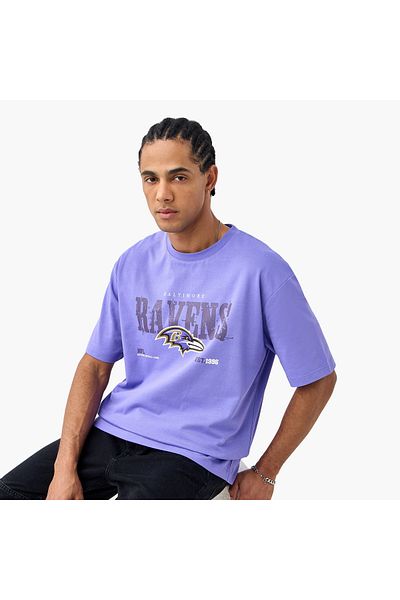 SP Characters Baltimore Ravens Print Crew Neck T-shirt with Short Sleeves